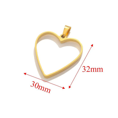 5 PCS/Package 17*47mm 28*32mm 30*32mm 304 Stainless Steel Heart Shape Rhombus Rectangle Pendant