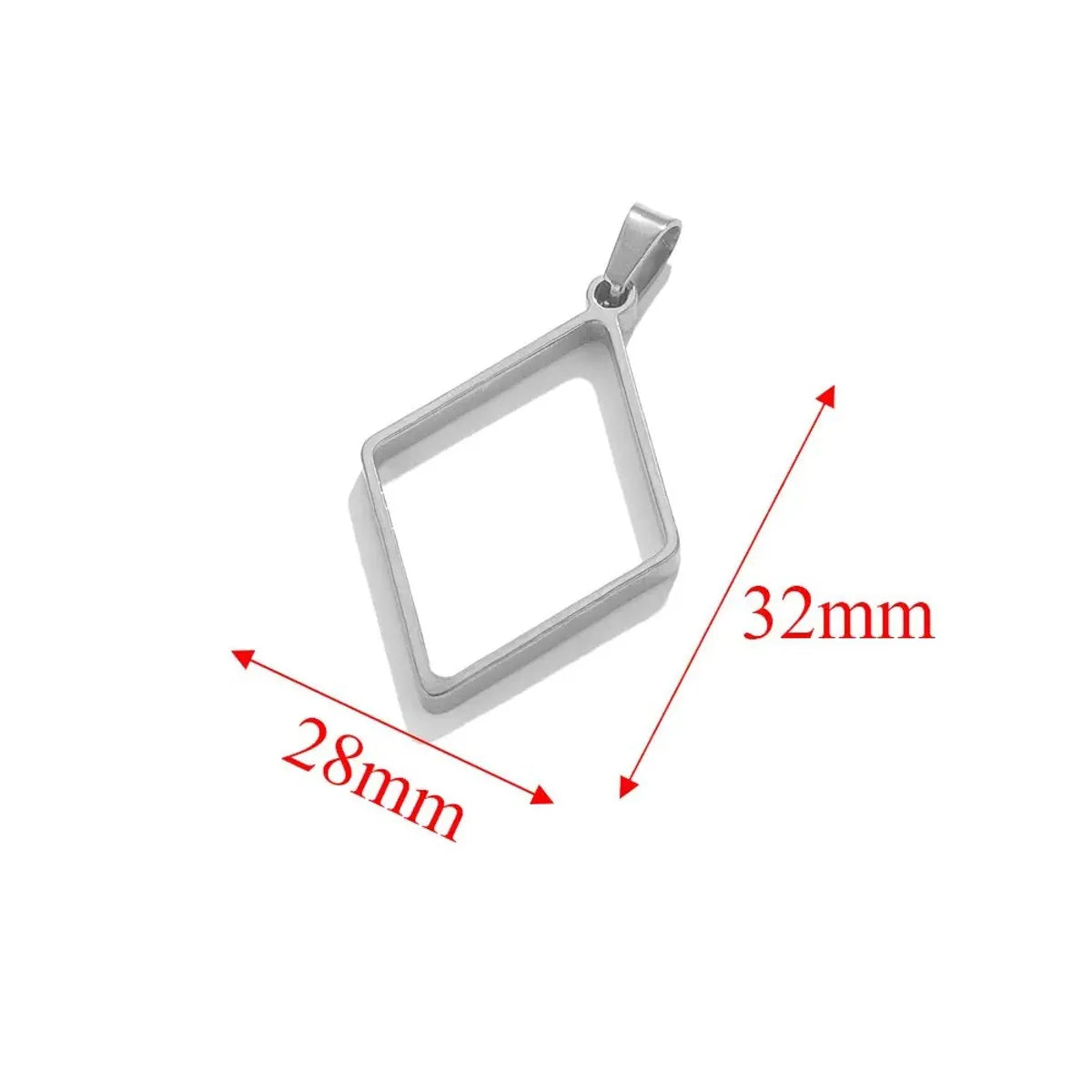 5 PCS/Package 17*47mm 28*32mm 30*32mm 304 Stainless Steel Heart Shape Rhombus Rectangle Pendant