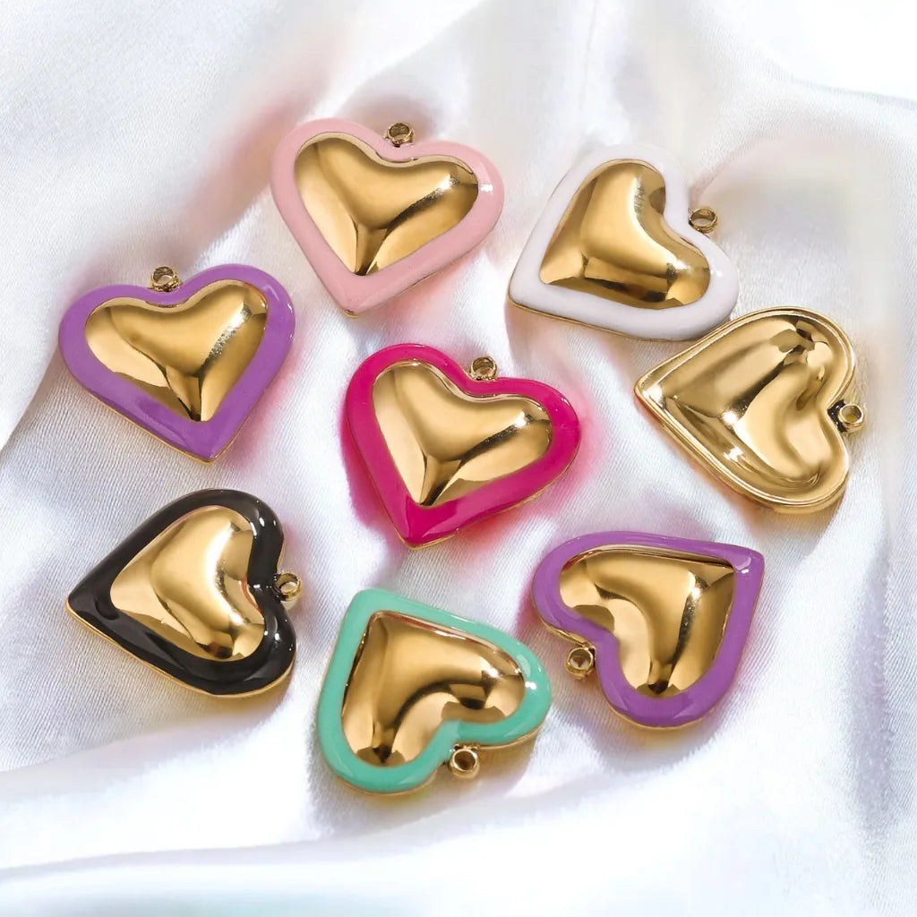 5 PCS/Package 18*19mm 304 Stainless Steel Heart Shape Pendant