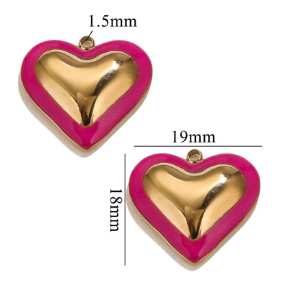 5 PCS/Package 18*19mm 304 Stainless Steel Heart Shape Pendant