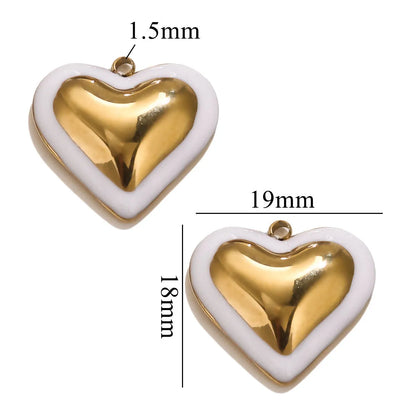 5 PCS/Package 18*19mm 304 Stainless Steel Heart Shape Pendant