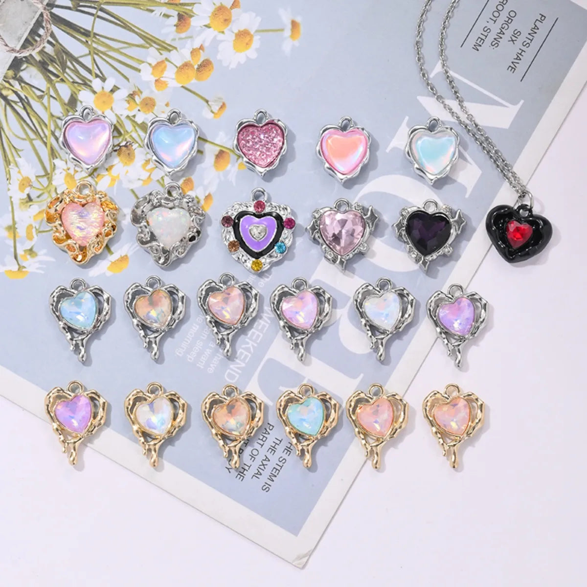 5 PCS/Package 1.5*1.2cm Alloy Heart Shape Pendant