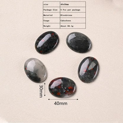 5 PCS/Package 30*40mm Natural Stone Assorted Gemstone Rose Quartz Tiger Eye Oval Polished Cabochons