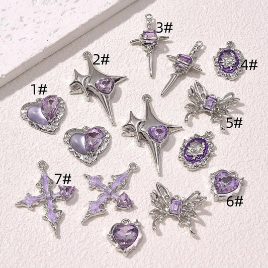 5 PCS/Package Alloy Heart Shape Pendant