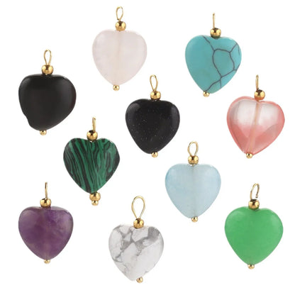 5 PCS/Package Diameter 13mm Stainless Steel Heart Shape Pendant