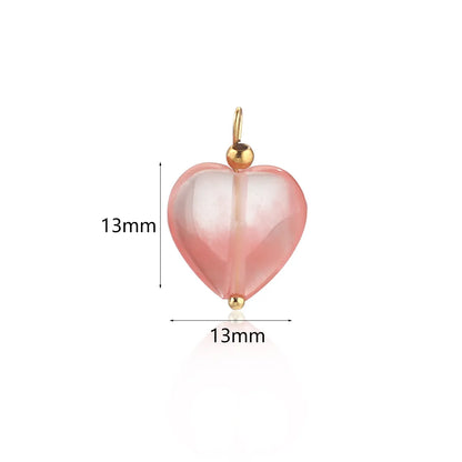 5 PCS/Package Diameter 13mm Stainless Steel Heart Shape Pendant