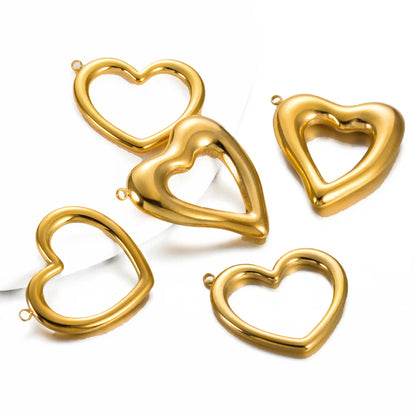 5 Pcs/Package Simple Style Heart Shape Stainless Steel Plating Pendant Jewelry Accessories