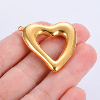 5 Pcs/Package Simple Style Heart Shape Stainless Steel Plating Pendant Jewelry Accessories