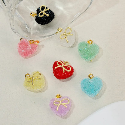 5 PCS/Package Synthetic Resin Copper 18K Gold Plated Heart Shape Pendant