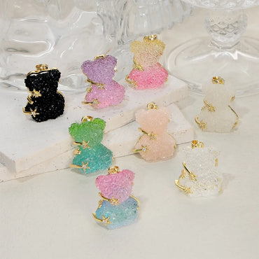 5 PCS/Package Synthetic Resin Copper Zircon 18K Gold Plated Bear Pendant