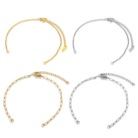 5 Pieces 304 Stainless Steel Gold Plated Solid Color Chain