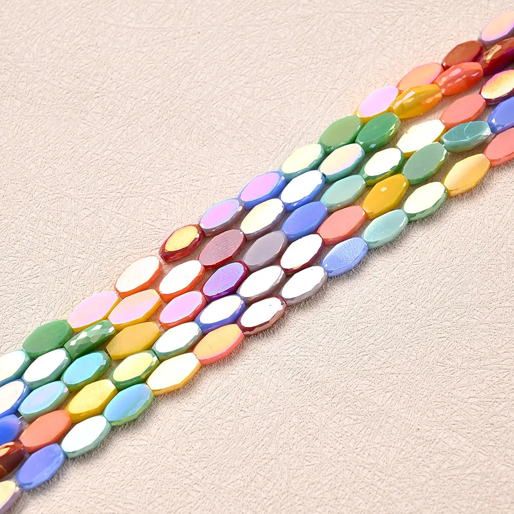 5 Strands/Package 9x6mm Hole Under 1mm Glass Electroplate Glass Beads Colorful Simple Candy Beads