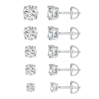 5 Pieces Set Simple Style Geometric Inlay Copper Zircon 18K Gold Plated Ear Studs