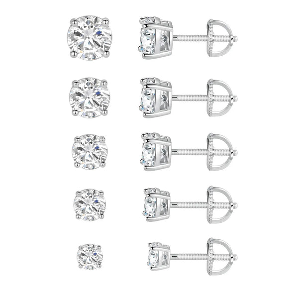 5 Pieces Set Simple Style Geometric Inlay Copper Zircon 18K Gold Plated Ear Studs