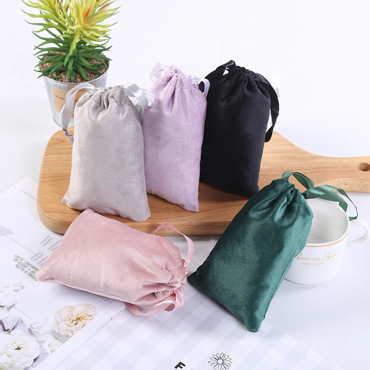 Fashion Solid Color Cloth Jewelry Packaging Bags