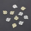 50 PCS/Package 12 * 15mm Hole 1~1.9mm 304 Stainless Steel Gold Plated Geometric Circle Flower Polished Pendant