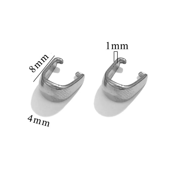 50 PCS/Package 4*8mm 4*9mm 304 Stainless Steel Solid Color Jewelry Buckle