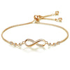 Wholesale Stainless Steel Microset Zircon Infinite 8Shaped Heart Bracelet With Letter Number And Word Patterns For Women Real Gold Plated