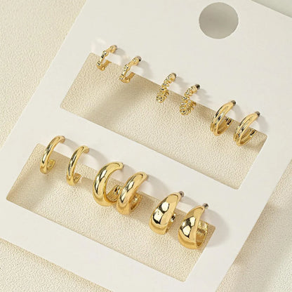 6 Pairs Casual Simple Style Letter Plating Alloy 16K Gold Plated Ear Studs