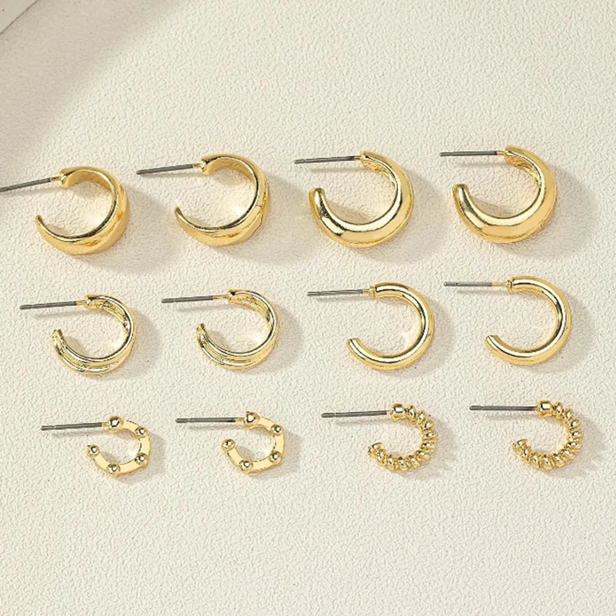 6 Pairs Casual Simple Style Letter Plating Alloy 16K Gold Plated Ear Studs