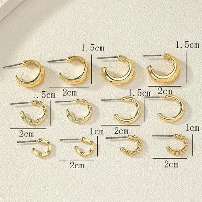 6 Pairs Casual Simple Style Letter Plating Alloy 16K Gold Plated Ear Studs