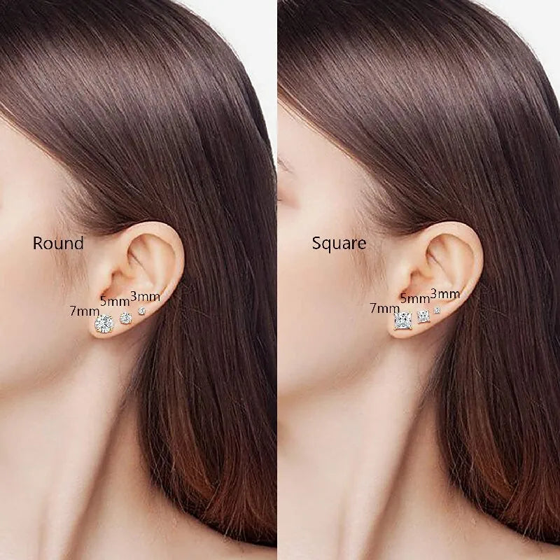 6 Pairs Simple Style Geometric Inlay Brass Zircon 18k Gold Plated Ear Studs