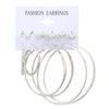 6 Pairs Streetwear Round Plating Inlay Alloy Artificial Pearls Hoop Earrings Ear Studs