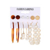 6 Pairs Streetwear Round Plating Inlay Alloy Artificial Pearls Hoop Earrings Ear Studs