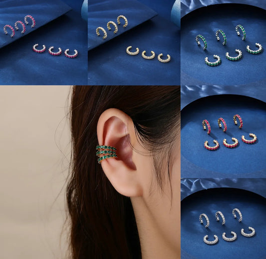 6 Pieces Simple Style C Shape Plating Inlay Copper Zircon 18k Gold Plated White Gold Plated Ear Cuffs