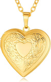 Personalized Heart Locket Necklace with Pictures,Sunflower/Angel Wings/Heart Shaped Lockets Custom Photo,Gold/Rose Gold/White Lockets That Holds Picture,Customized Memorial Jewelry for Women