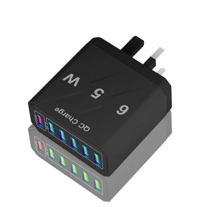 65w Fast Charging Mobile Phone Charger 3.1a Type-C Pd 3usb Multi-Port Travel Charger Charging Plug