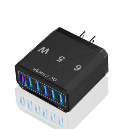 65w Fast Charging Mobile Phone Charger 3.1a Type-C Pd 3usb Multi-Port Travel Charger Charging Plug