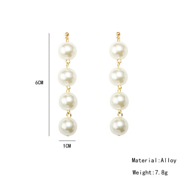 Exaggerated Large Pearl Tassel Long Earrings Female Pearl Earrings