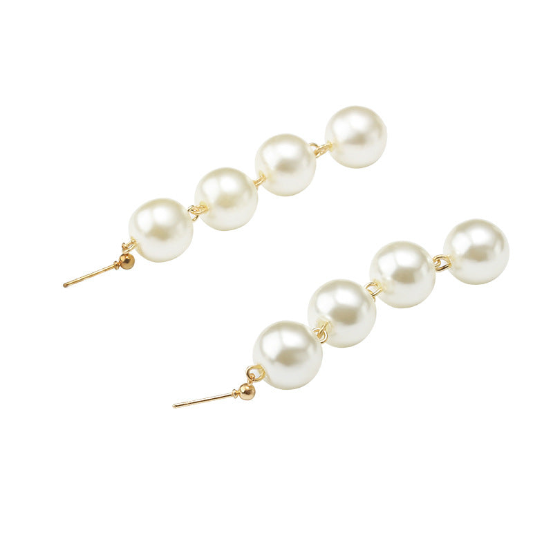 Exaggerated Large Pearl Tassel Long Earrings Female Pearl Earrings