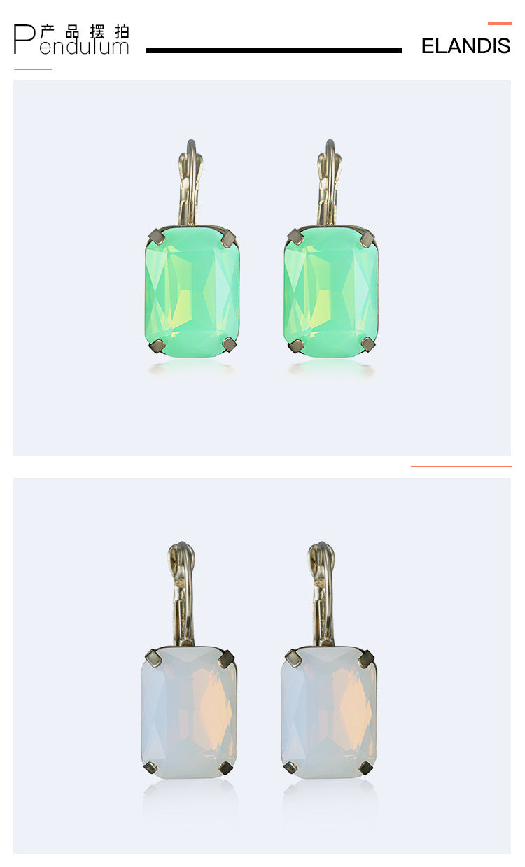 Simple Crystal Gem Multicolor Earrings Wholesale