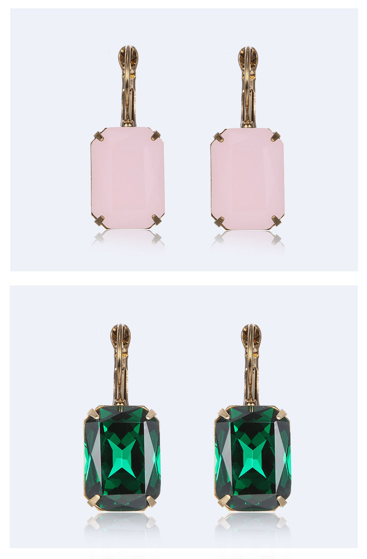 Simple Crystal Gem Multicolor Earrings Wholesale