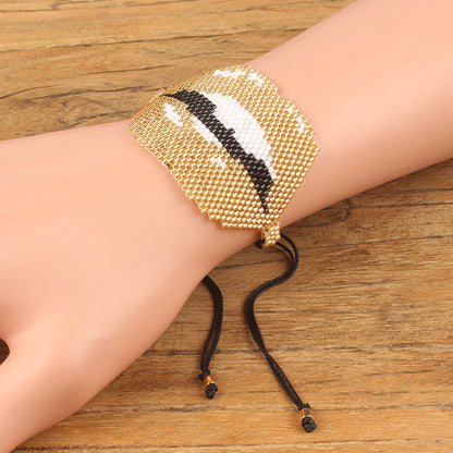 European And American Lips Tassel Bracelet Miyuki Beads Hand-woven Mouth Bracelet