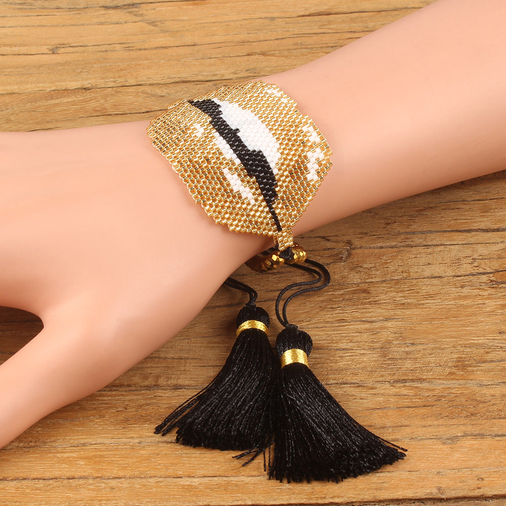 European And American Lips Tassel Bracelet Miyuki Beads Hand-woven Mouth Bracelet