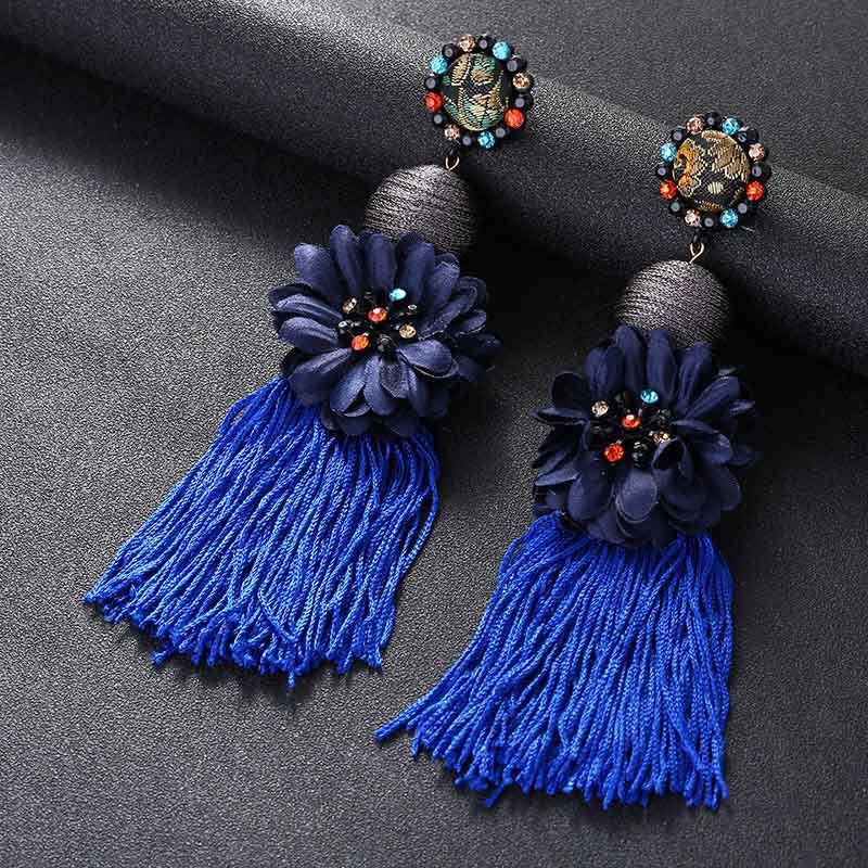 Gooddiy Exaggerated Style Large Flower Tassel Earrings Wholesale Jewelry