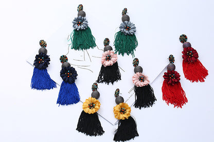 Gooddiy Exaggerated Style Large Flower Tassel Earrings Wholesale Jewelry