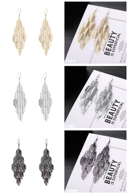 Fashion Leaf Metal Plating Women's Drop Earrings 1 Pair