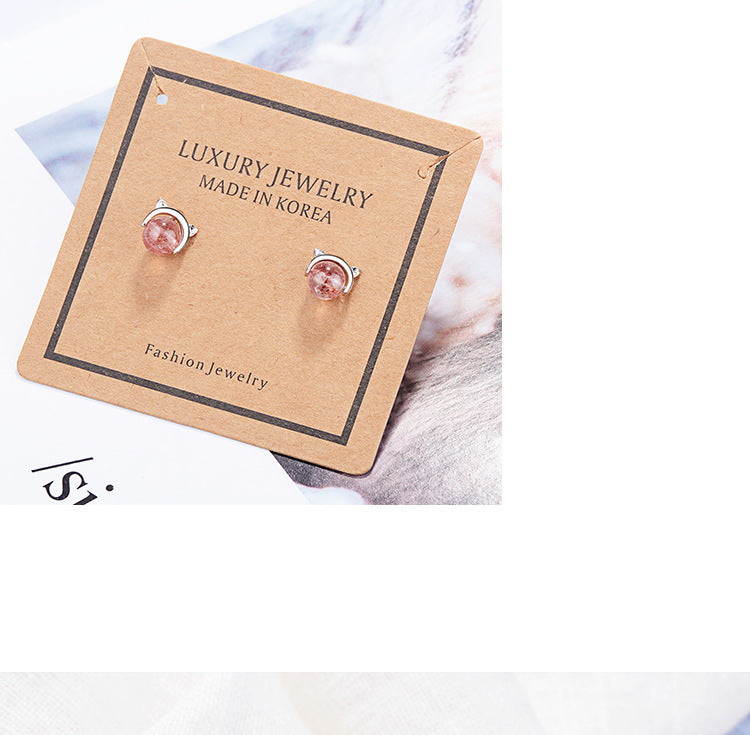 1 Pair Ig Style Cute Cat Crystal Plating Inlay Copper Zircon Ear Studs