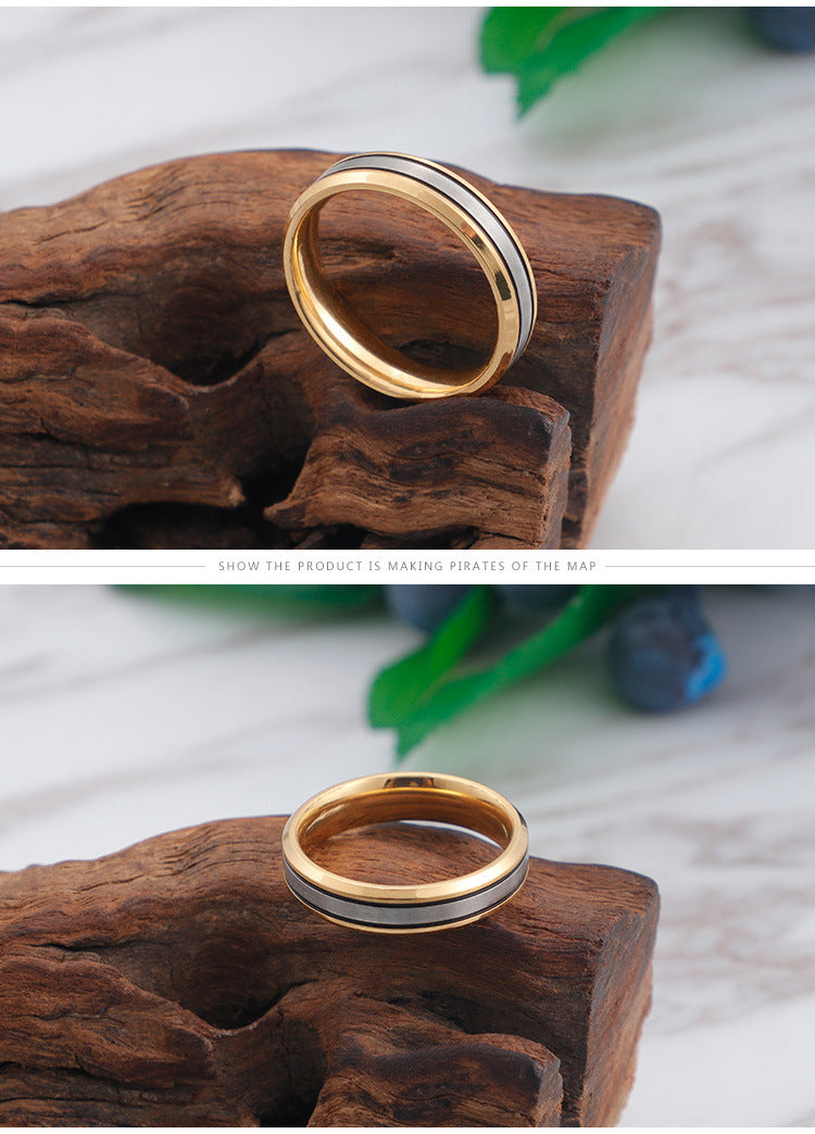 Factory Supply Cross-border Sold Jewelry Source Manufacturer Couple Couple Rings Titanium Steel Fashion Room Gold Ring Qixi Gift