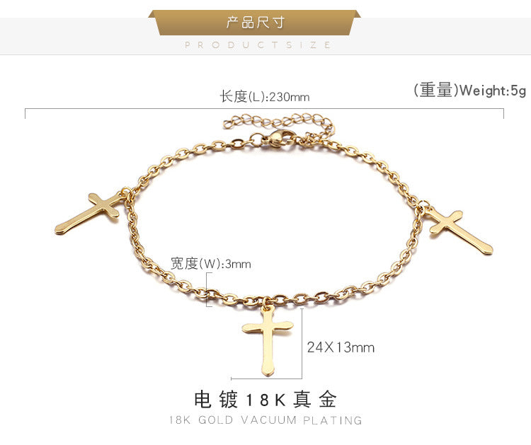 Foreign Trade Jewelry Fashion Stainless Steel Cross Anklet Simple Jewelry Wholesale