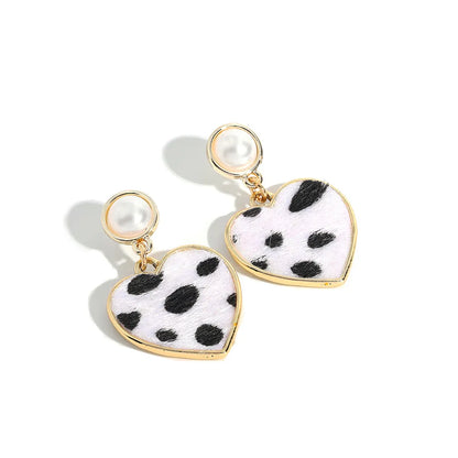 925 Silver Needle Fashion Pearl Leopard Pattern Earrings