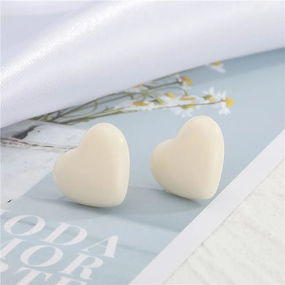 925 Silver Needle  Heart Resin Earrings