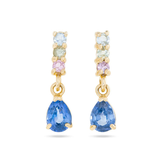 925 Silver Romantic Golden Inlaid Colorful Zircon Ear Studs