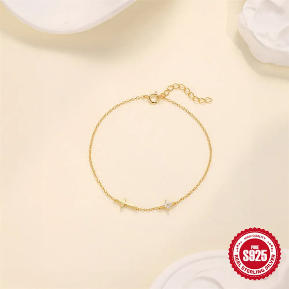 925 Sterling Silver Cable Chain Bracelets IG Style Simple Style