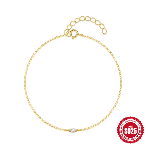925 Sterling Silver Cable Chain Bracelets Simple Style