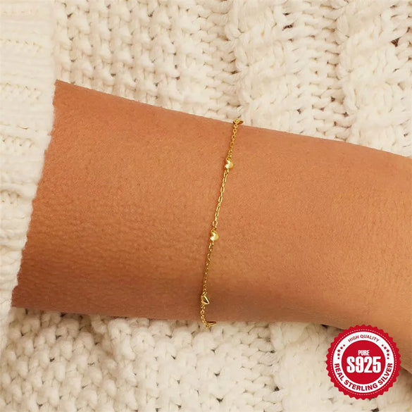 925 Sterling Silver Cable Chain Bracelets Simple Style
